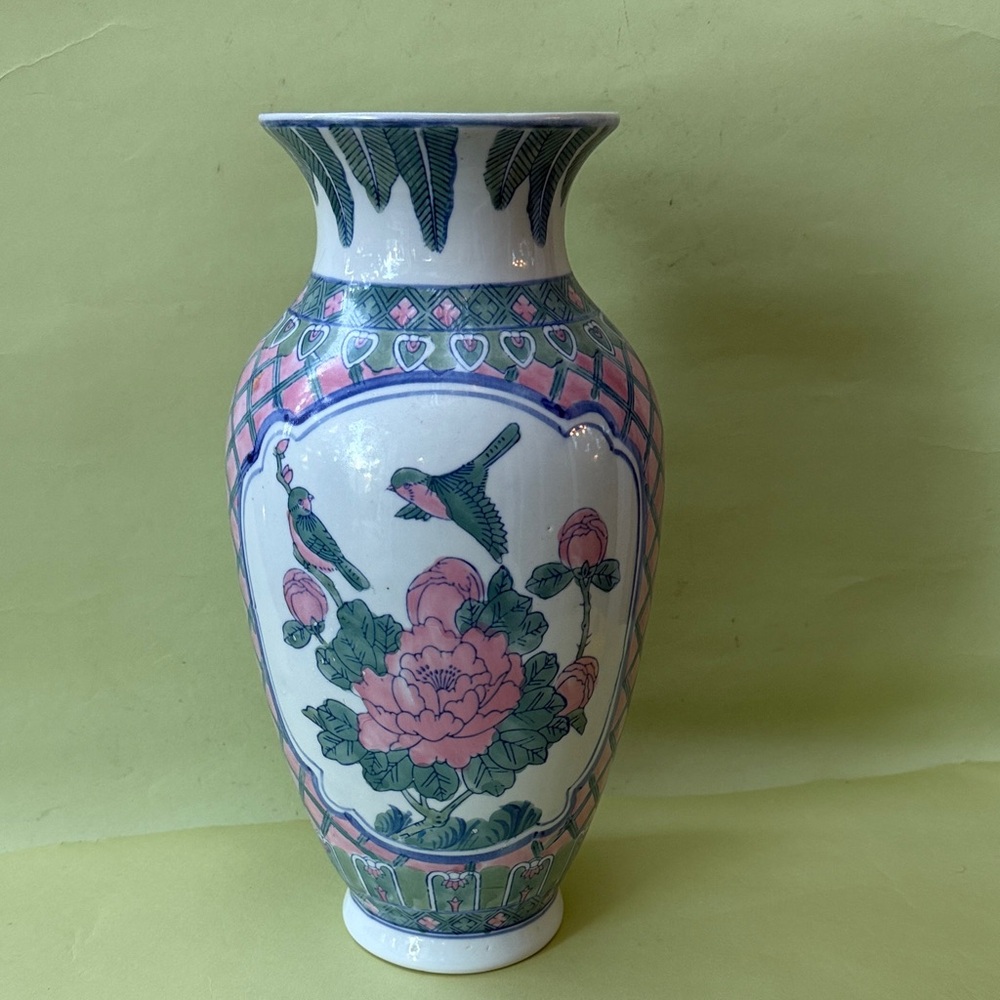 Vintage hand painted porcelain vase 14” Tall - Picture 1 of 10